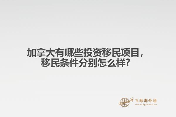 加拿大有哪些投資移民項目，移民條件分別怎么樣？