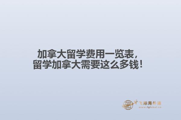 加拿大留學費用一覽表，留學加拿大需要這么多錢！