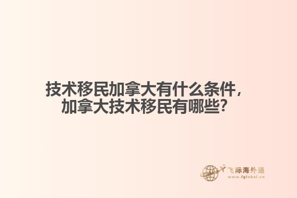 技術(shù)移民加拿大有什么條件，加拿大技術(shù)移民有哪些？