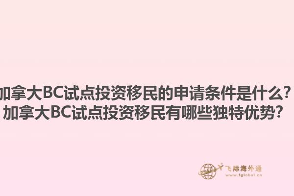 加拿大BC試點(diǎn)投資移民的申請條件是什么？加拿大BC試點(diǎn)投資移民有哪些獨(dú)特優(yōu)勢？