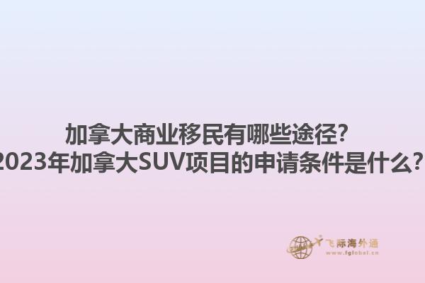 加拿大商業(yè)移民有哪些途徑？2023年加拿大SUV項(xiàng)目的申請(qǐng)條件是什么？