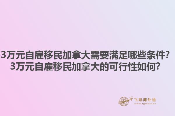 3萬元自雇移民加拿大需要滿足哪些條件？3萬元自雇移民加拿大的可行性如何？1.jpg