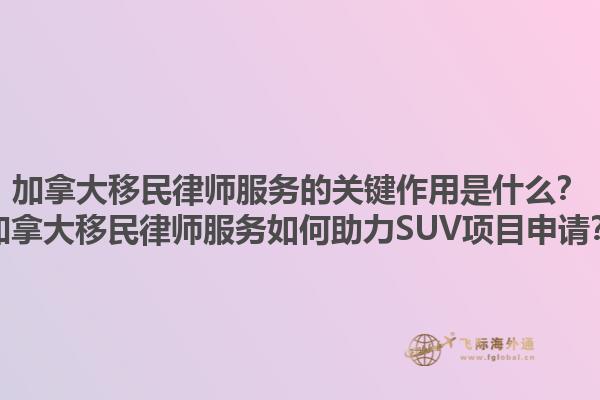 加拿大移民律師服務(wù)的關(guān)鍵作用是什么？加拿大移民律師服務(wù)如何助力SUV項(xiàng)目申請(qǐng)？