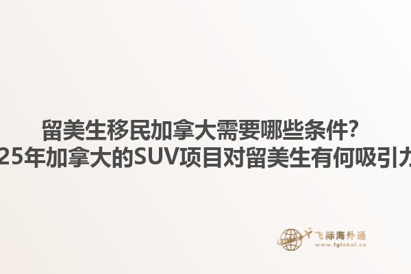 留美生移民加拿大需要哪些條件？2025年加拿大的SUV項(xiàng)目對(duì)留美生有何吸引力？