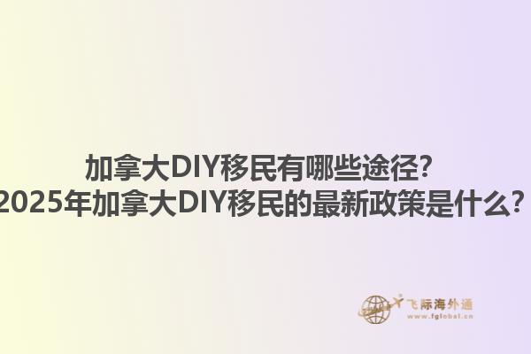 加拿大DIY移民有哪些途徑？2025年加拿大DIY移民的最新政策是什么？