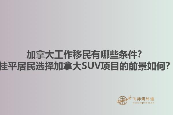 加拿大工作移民有哪些條件？桂平居民選擇加拿大SUV項(xiàng)目的前景如何？