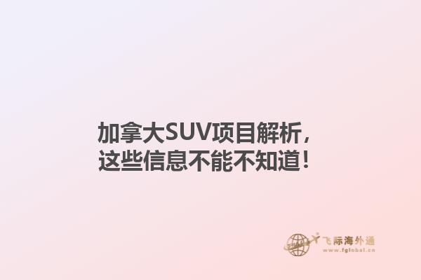 加拿大SUV項目解析，這些信息不能不知道！